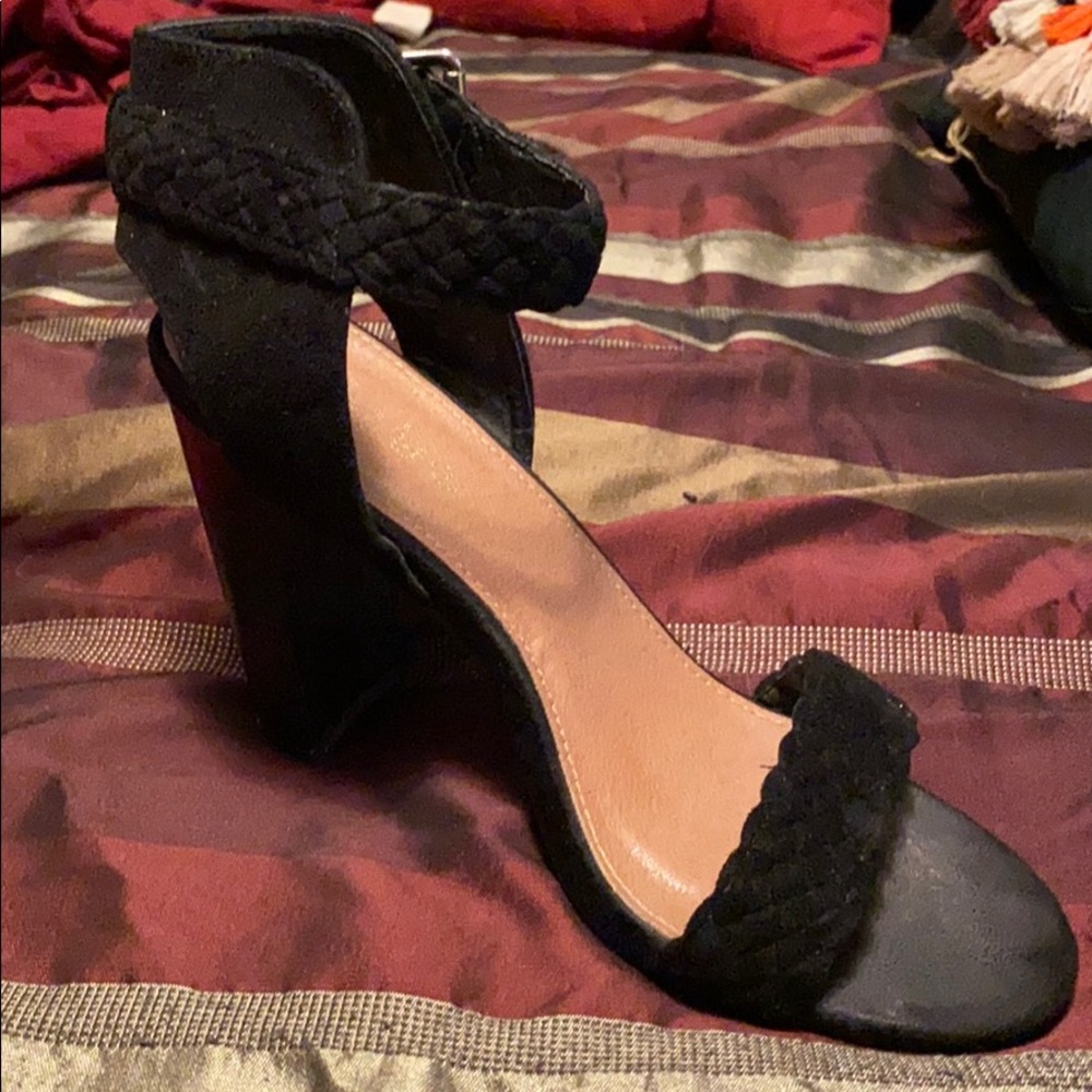 Black straps heels